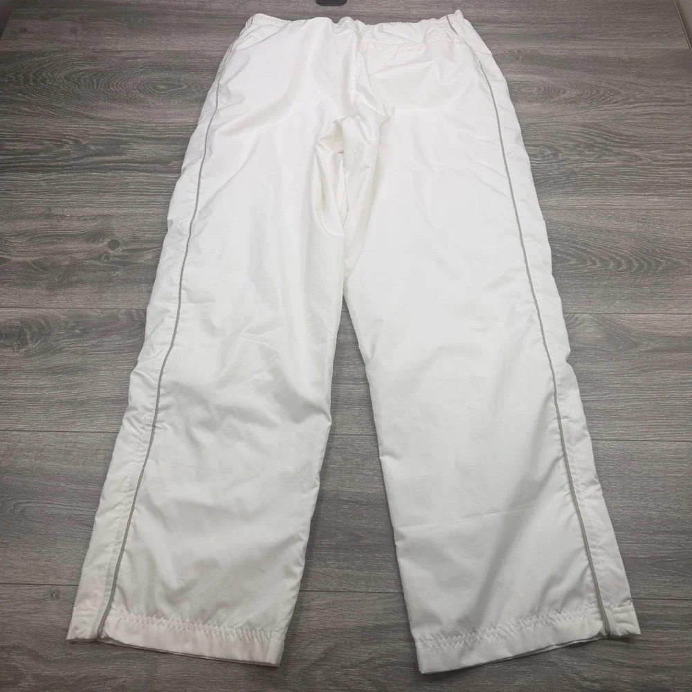 Vintage Nike Track Pants Mens Large White Baggy Ankle Zip Side Swoosh 90s Y2K